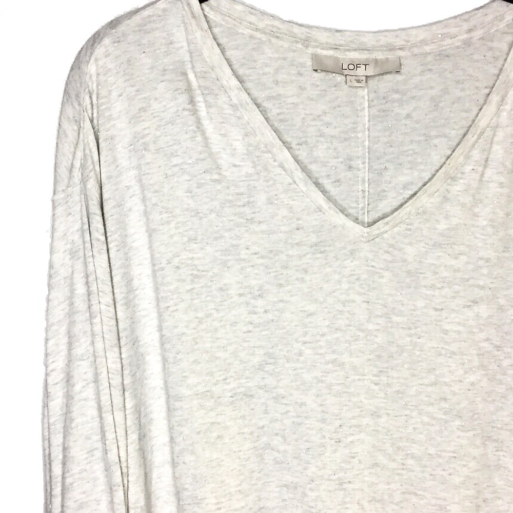 Loft Shimmer Off White Heathered Loose Top